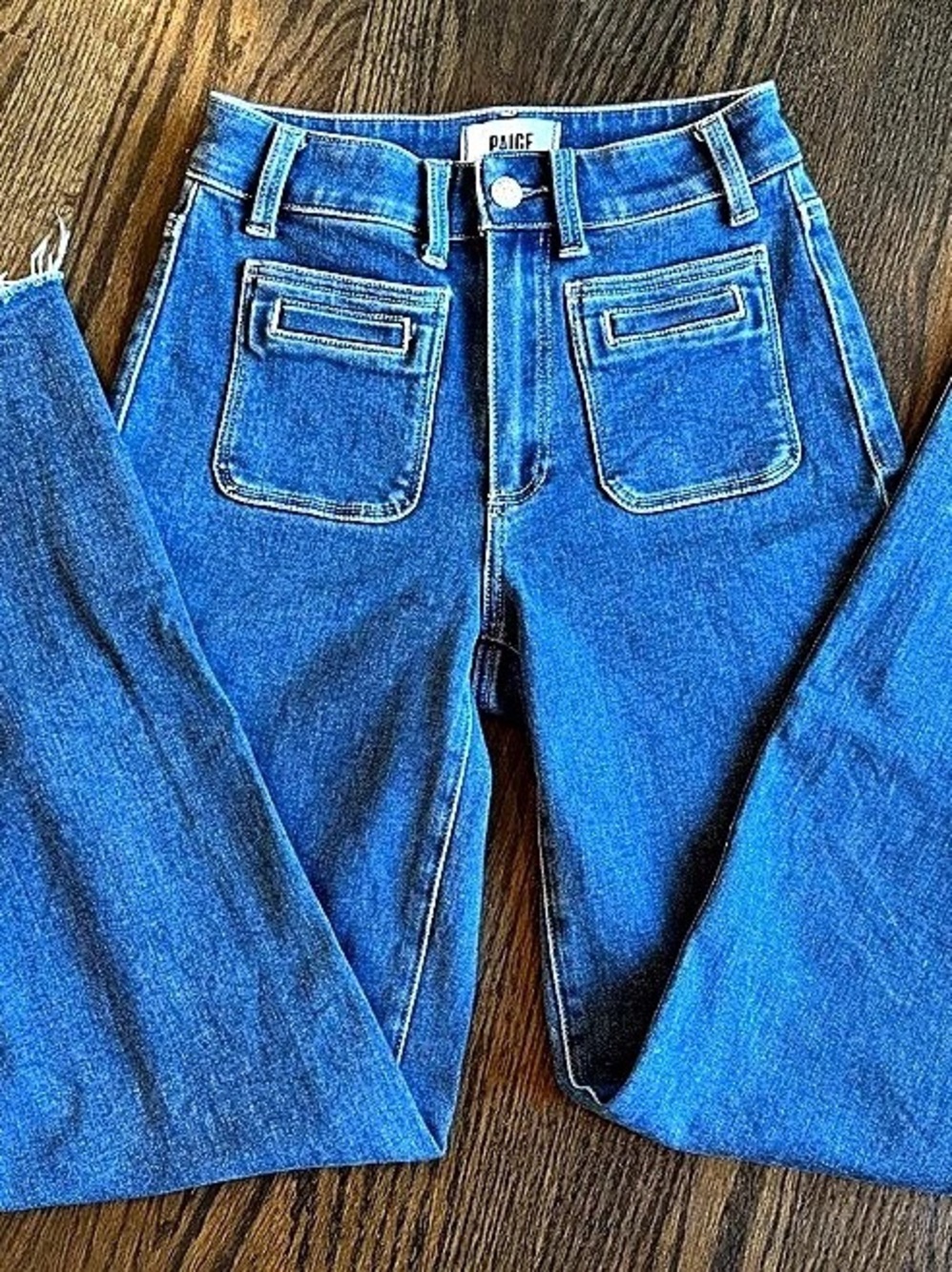 Paige Anessa High Rise Wide Leg medium blue Jeans 25